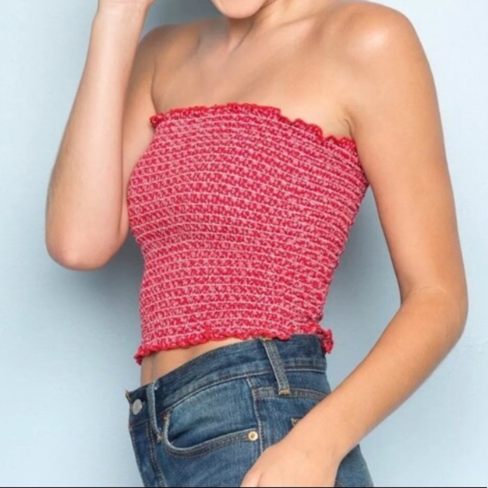 Red Brandy Melville floral tube top